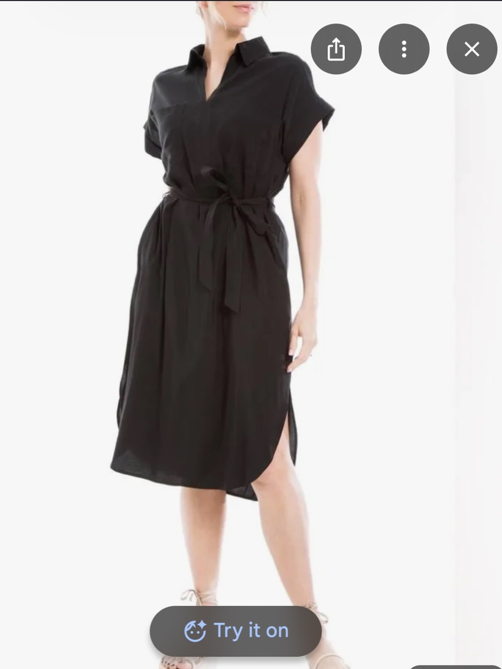 Max Studio Black Shirt Dress with Tie Waist